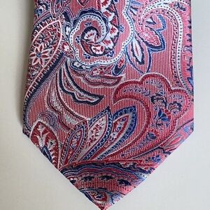 Nautica Pink & Blue Paisley 100% Silk Tie